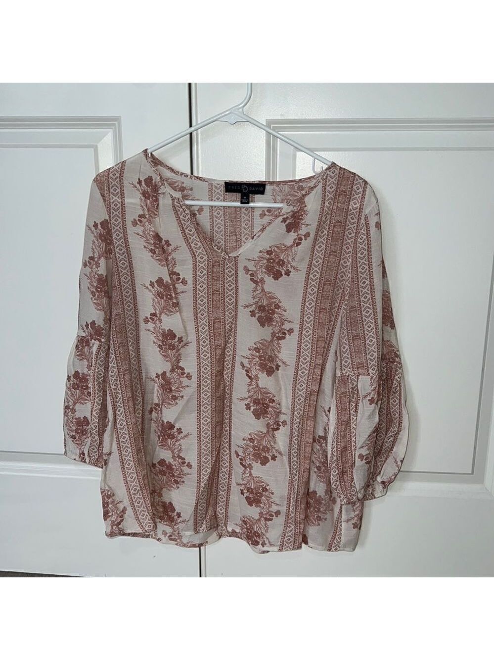 FRED DAVID Pink Sheer Tunic Top Rayon Blend